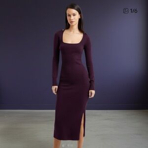 French Connection Babysoft Square Neck Midi Dress. Purple Size S #1334 NWOT